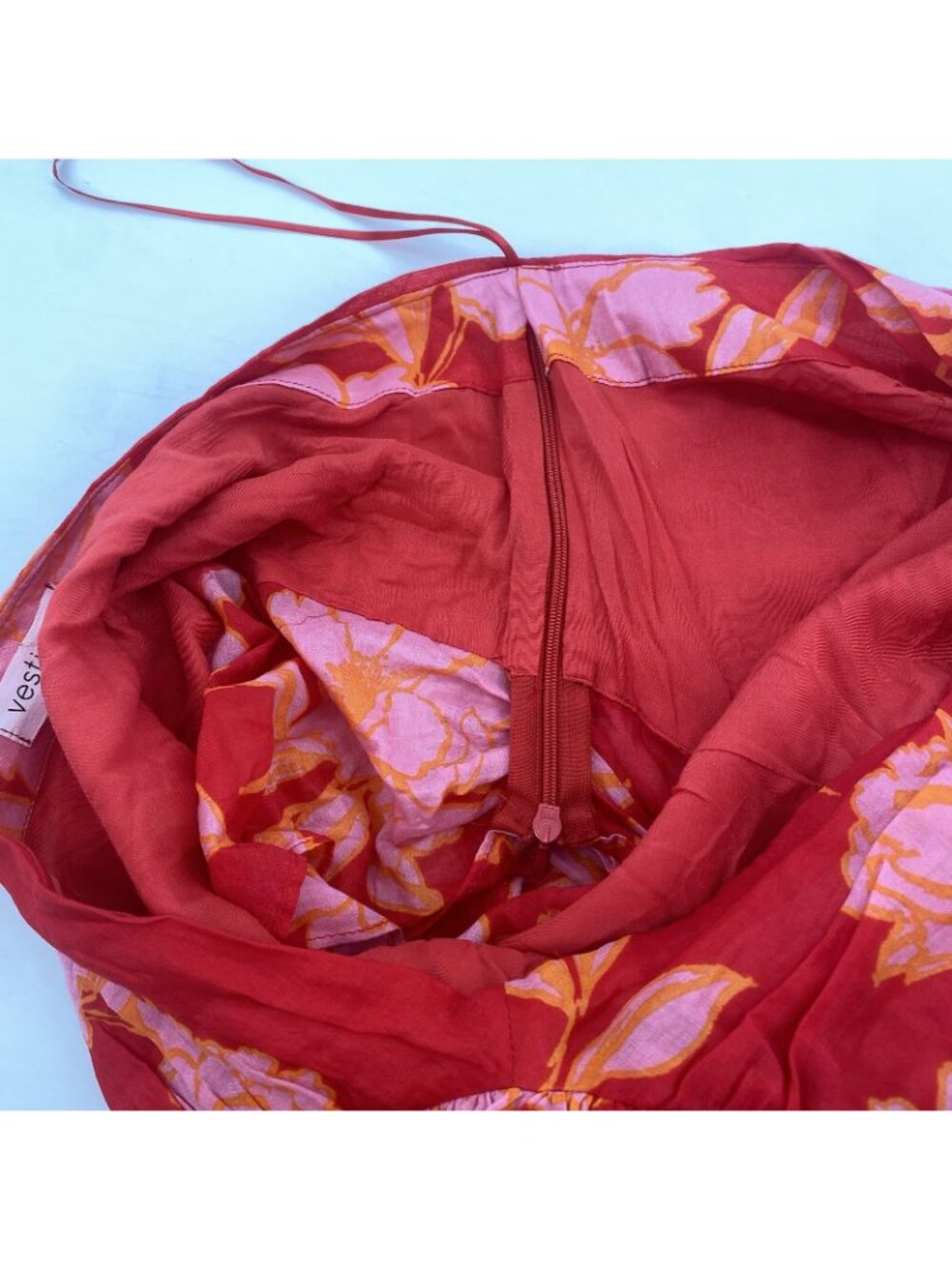 Vestique Size M Red Bryce One Shoulder Top Puff Sleeve Bow Tie Wrap Olivaceous - Picture 9 of 11